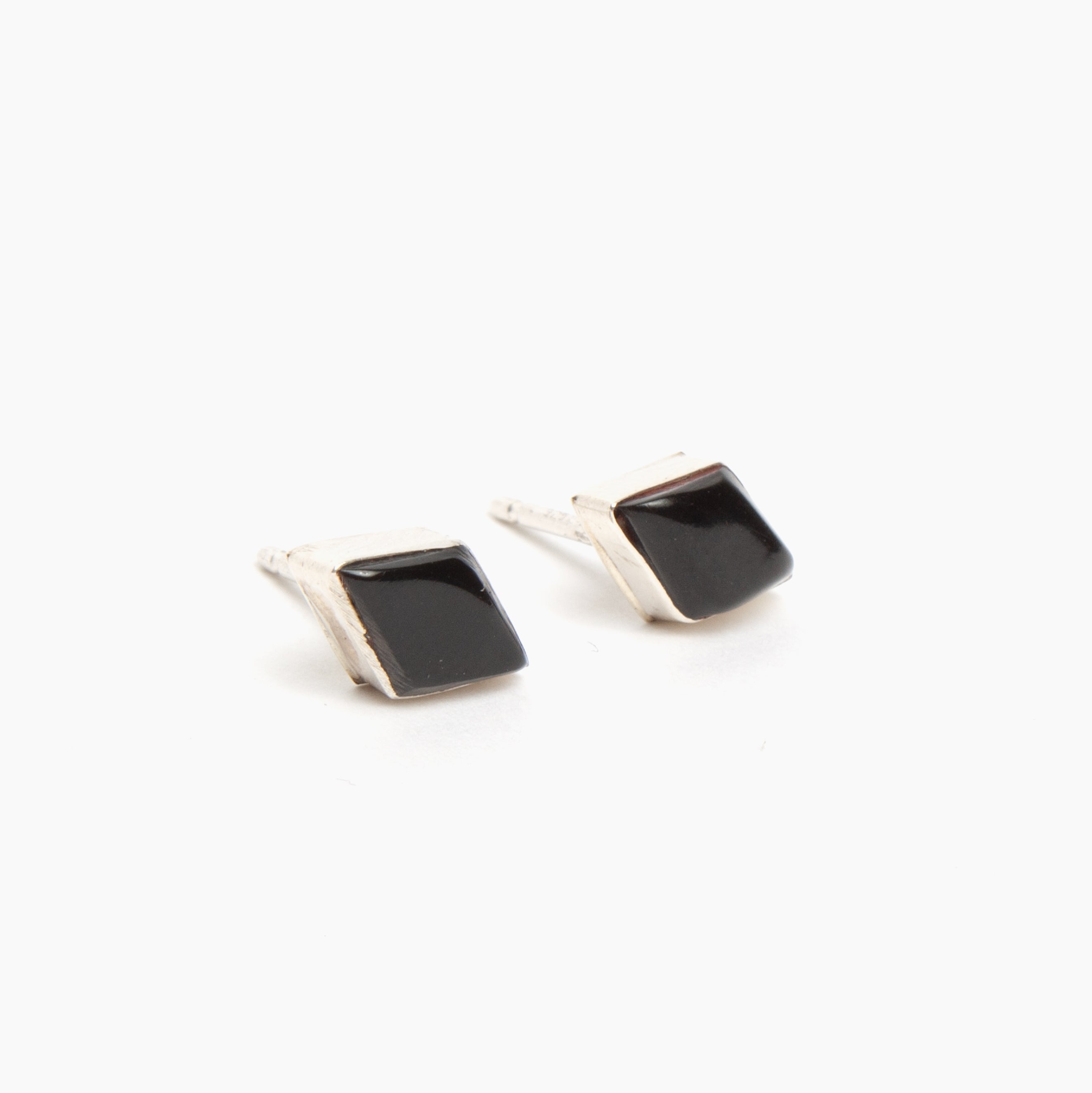 Zuni Onyx Diamond Stud Earrings