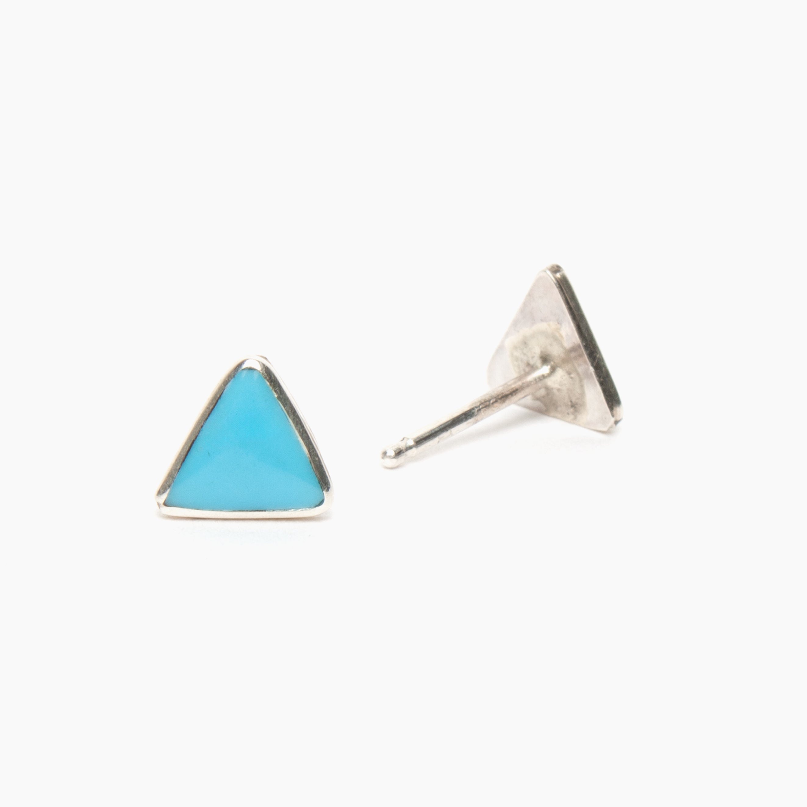 Zuni Turquoise Triangle Stud Earrings
