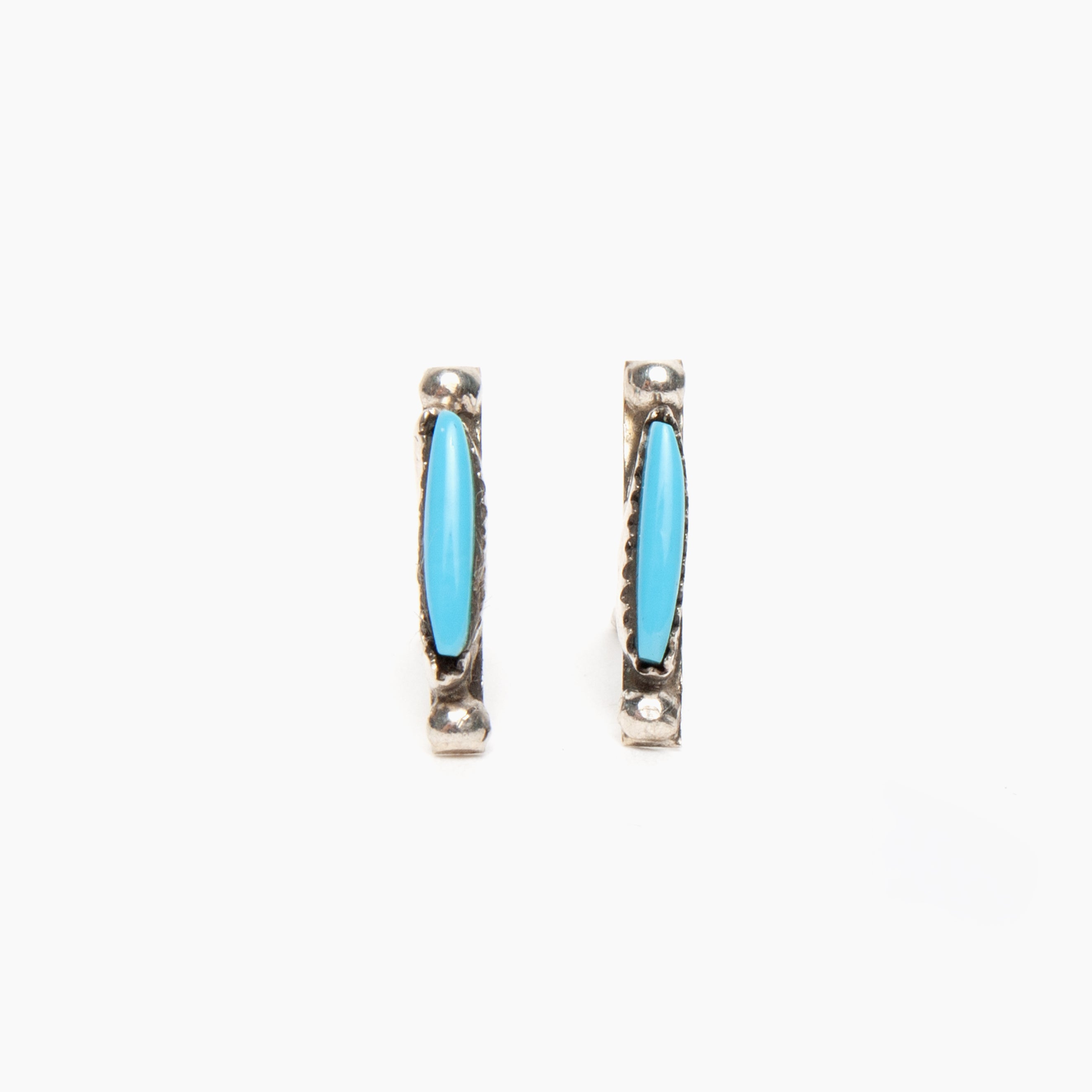Zuni Turquoise Needlepoint Slim Stud Earrings