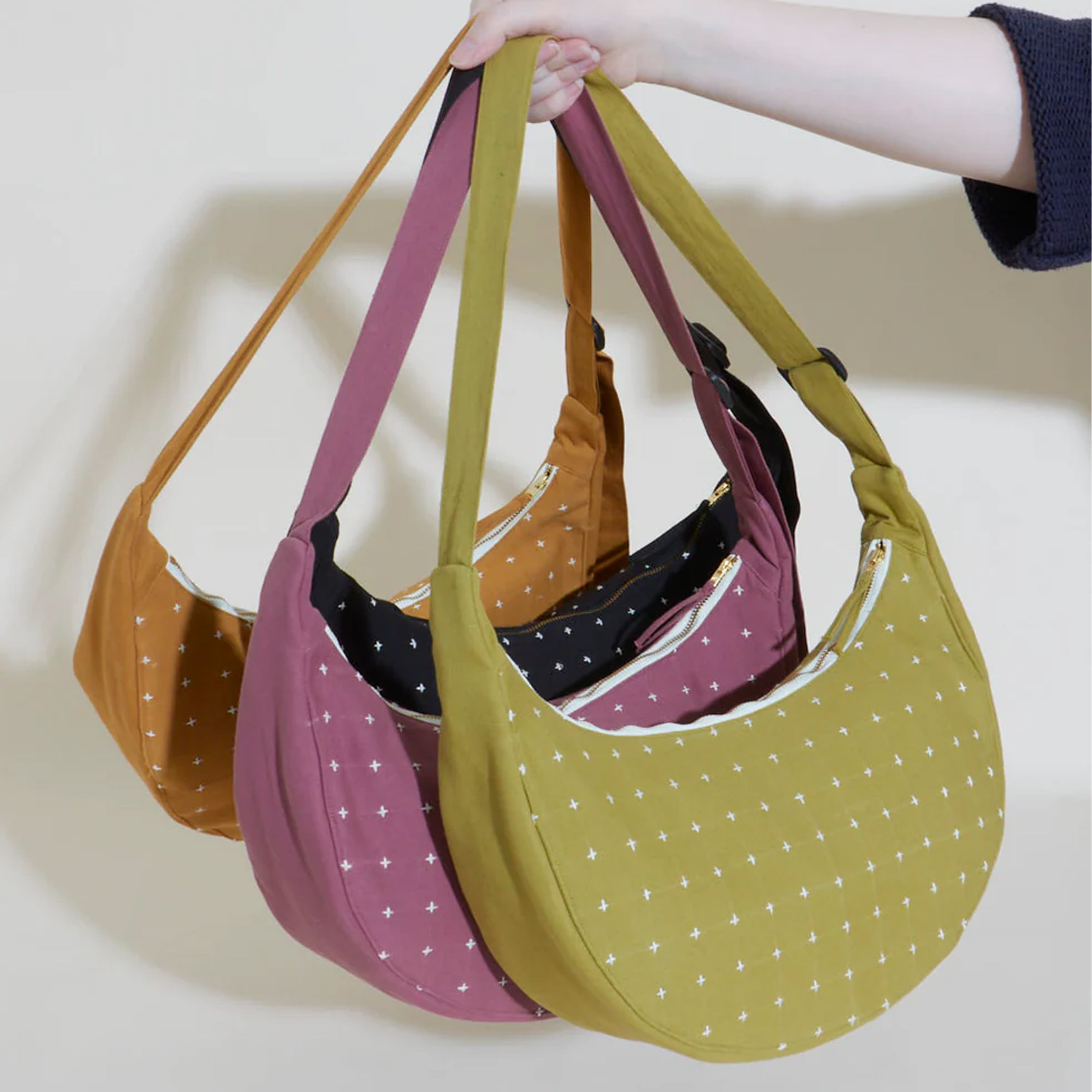 Cross-Stitch Crescent Bag