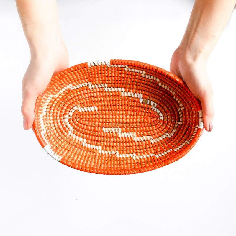 Small Senegal Basket in Orange and White