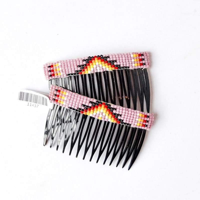 Navajo Beaded Hair Comb Set in Lavender