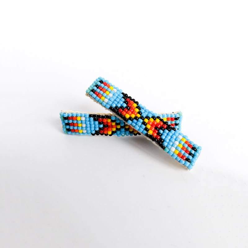 Navajo Beaded Hair Clip Set in Turquoise and Multi-Color
