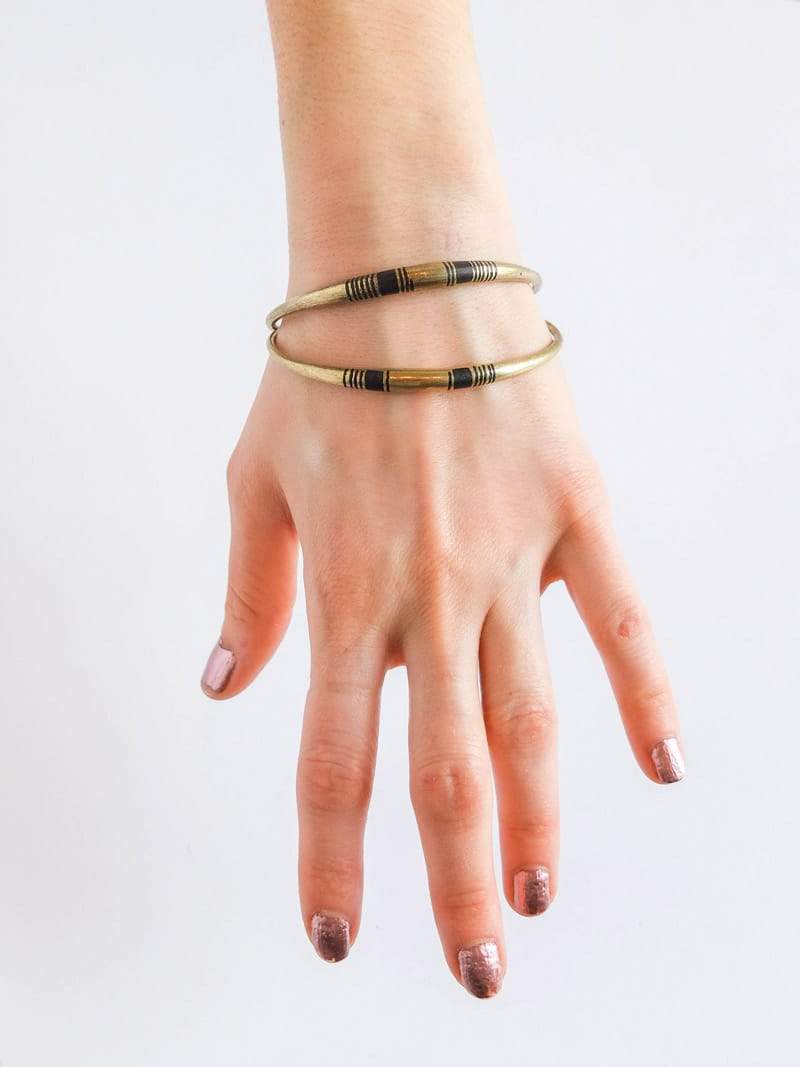 Striped African Brass Bracelet
