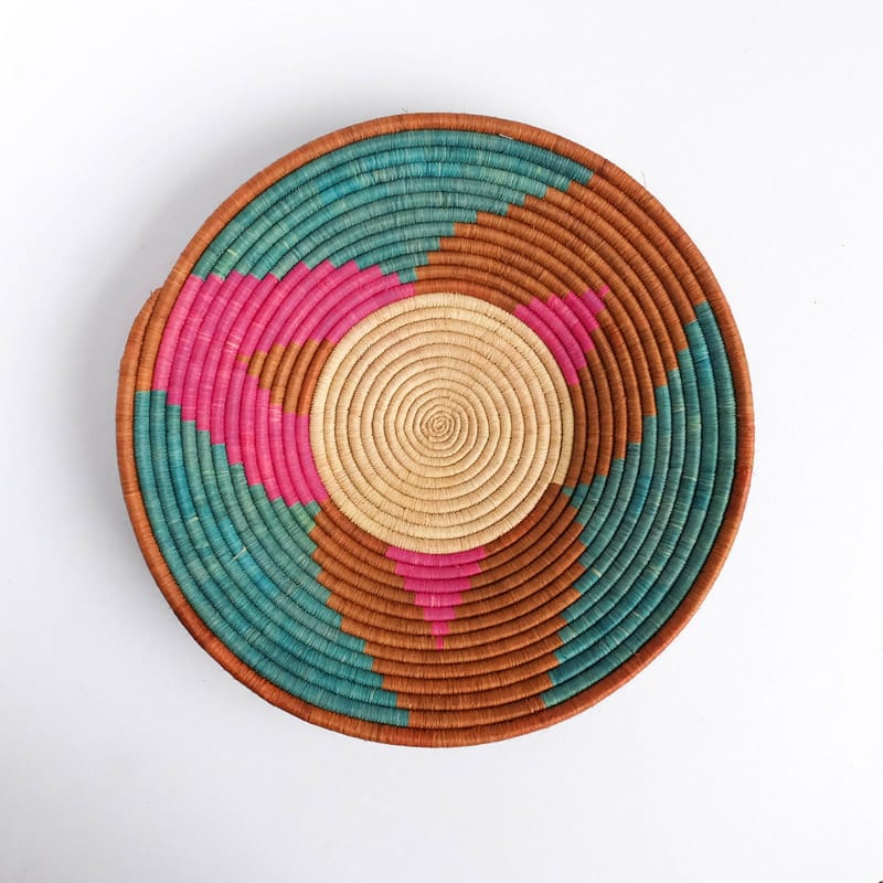 Brown, Pink, and Aqua Basket from Rwanda