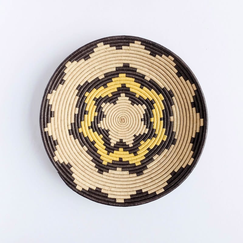 Yellow, Black and White Basket from Rwanda
