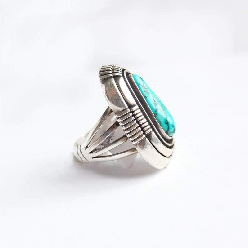 Large Stepped Setting Turquoise Ring Size 10