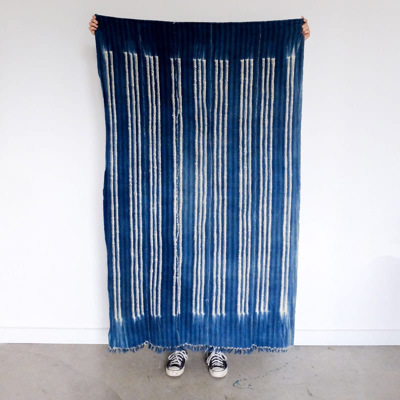 Burkina Faso Indigo with Muted Stripes of Black and White
