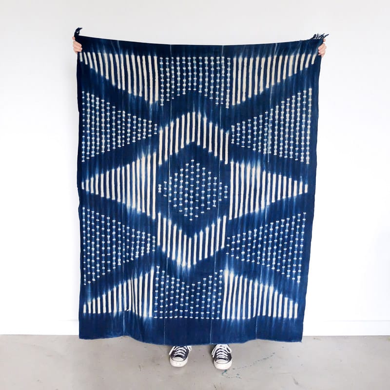 Burkina Faso Indigo with Striped Diamonds