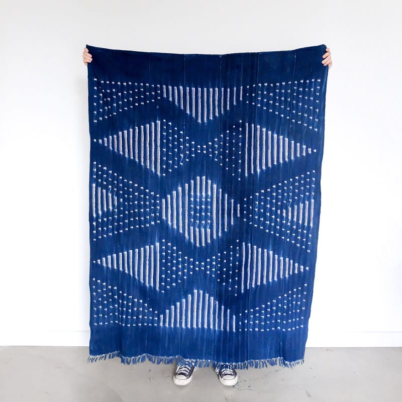 Burkina Faso Indigo with Striped and Dotted Diamonds