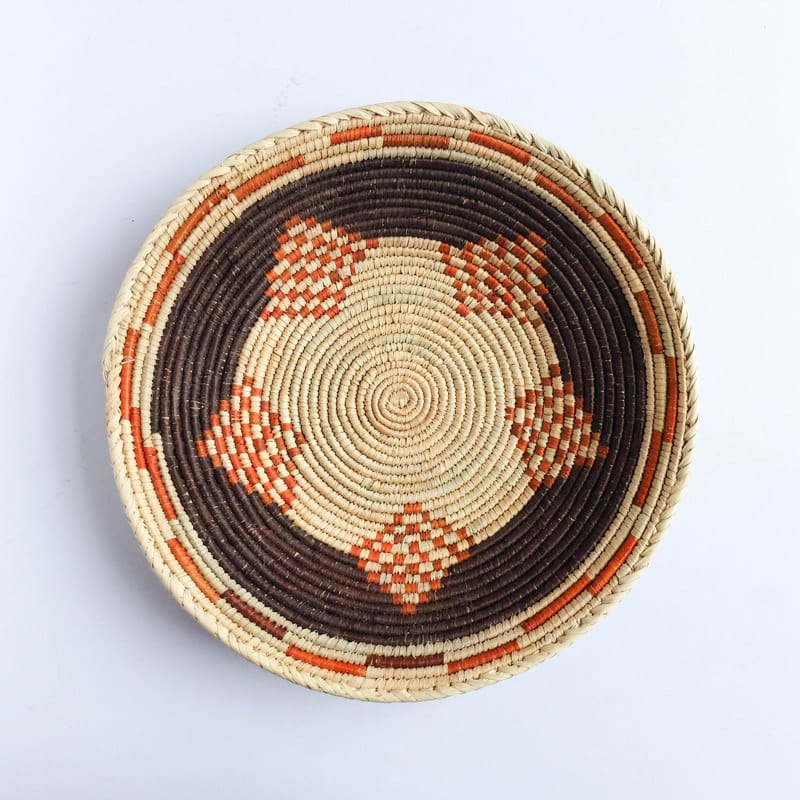 Flat Pakistani Basket with Black and Orange Star