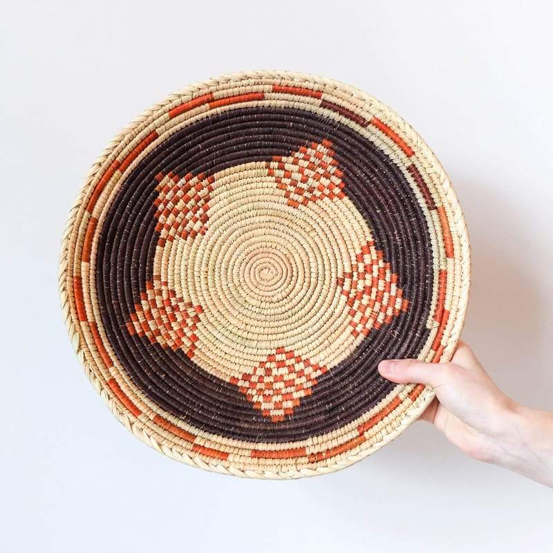 Flat Pakistani Basket with Black and Orange Star