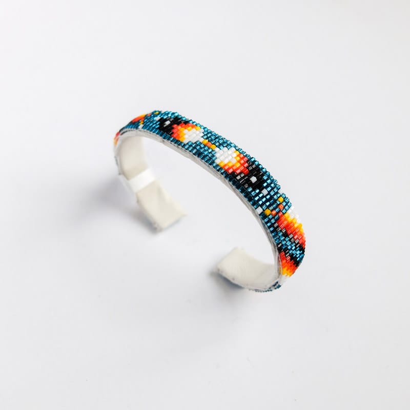 Small Metallic Aqua Navajo Beaded Bracelet