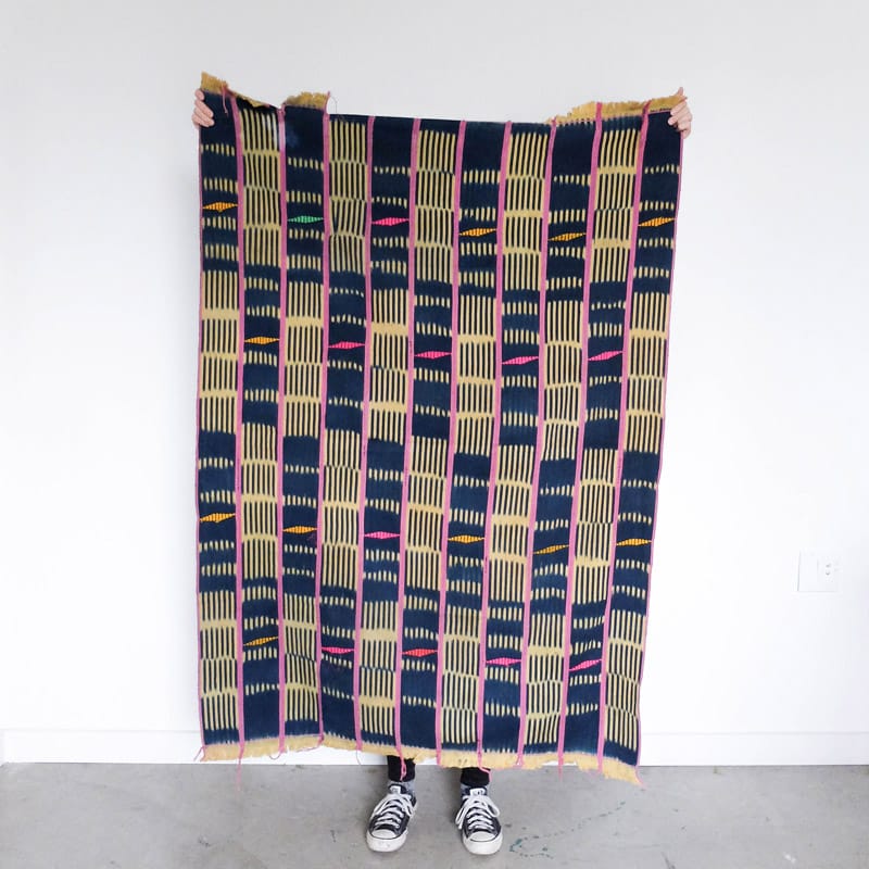 Baoulé Cloth in Indigo, Pink, and Yellow