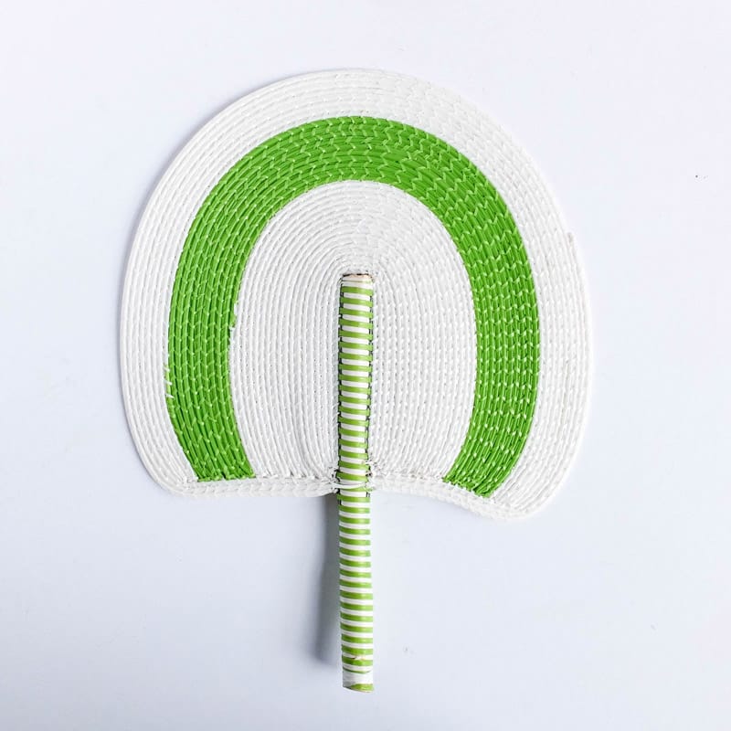 White and Lime Green Senegal Fan