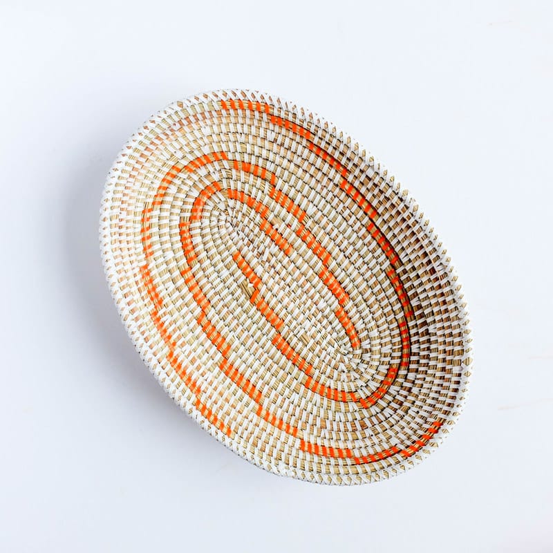 Small Senegal Basket in Orange and White