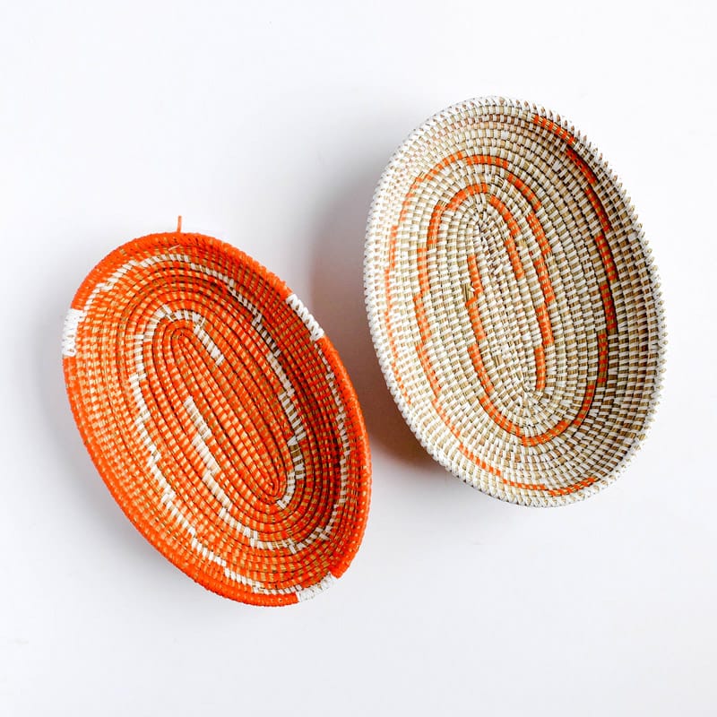 Small Senegal Basket in Orange and White