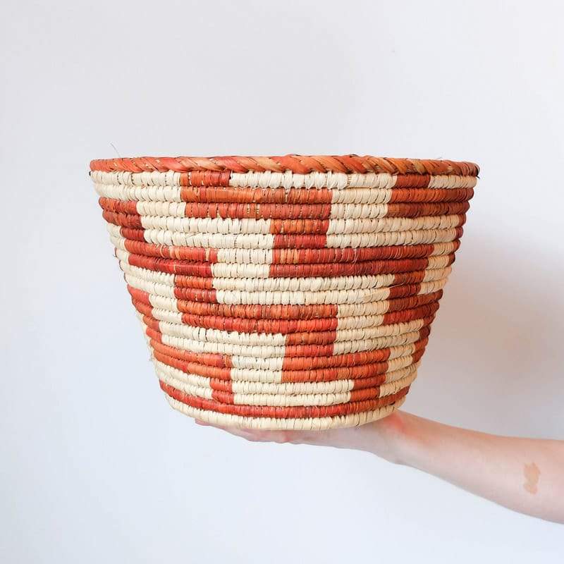 Planter-Size Pakistani Basket with Zig Zags