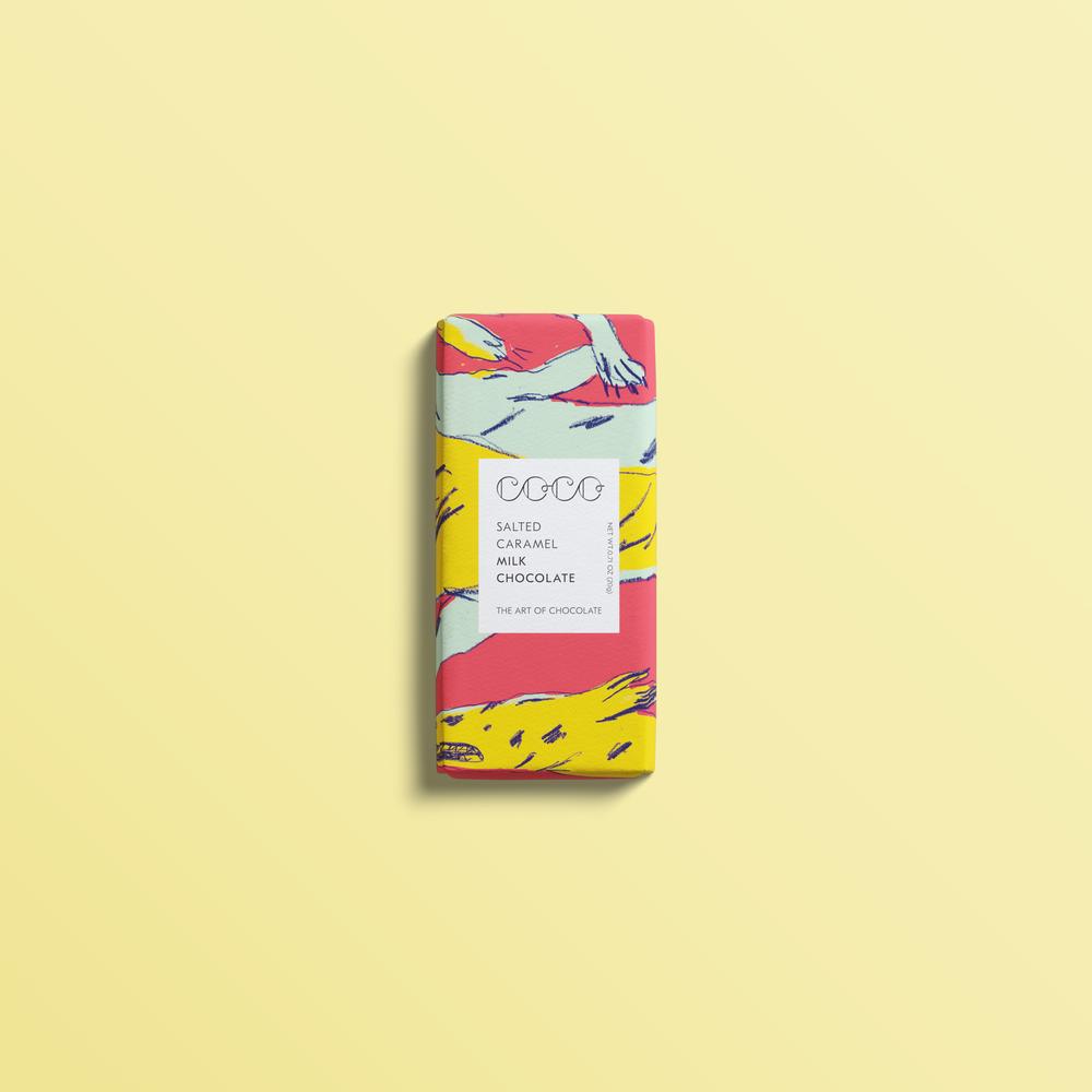 Coco Salted Caramel Milk Chocolate 20G mini bar.