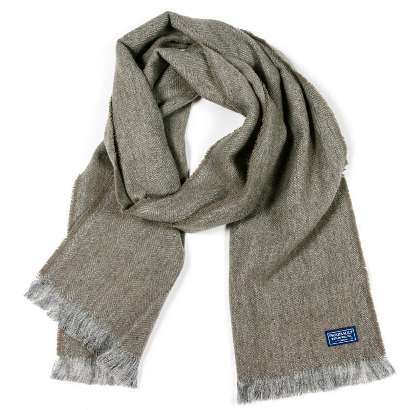 Annandale Herringbone 100% Merino Wool Scarf in Mocha by Faribault Woolen Mills