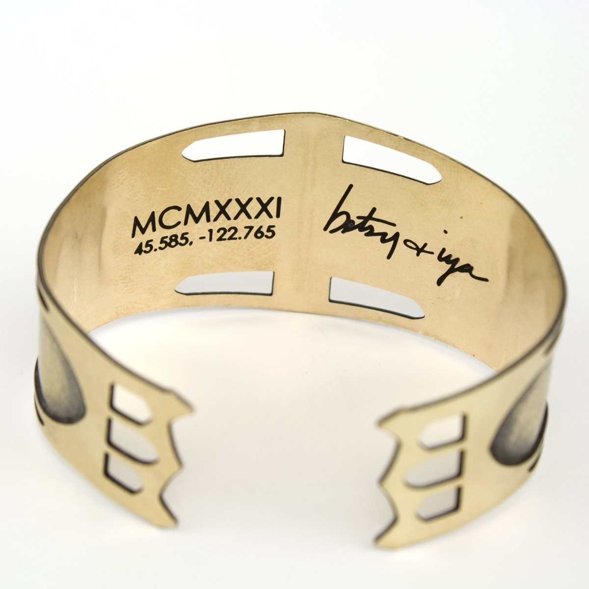 betsy & iya St. Johns Bridge cuff bracelet with etching