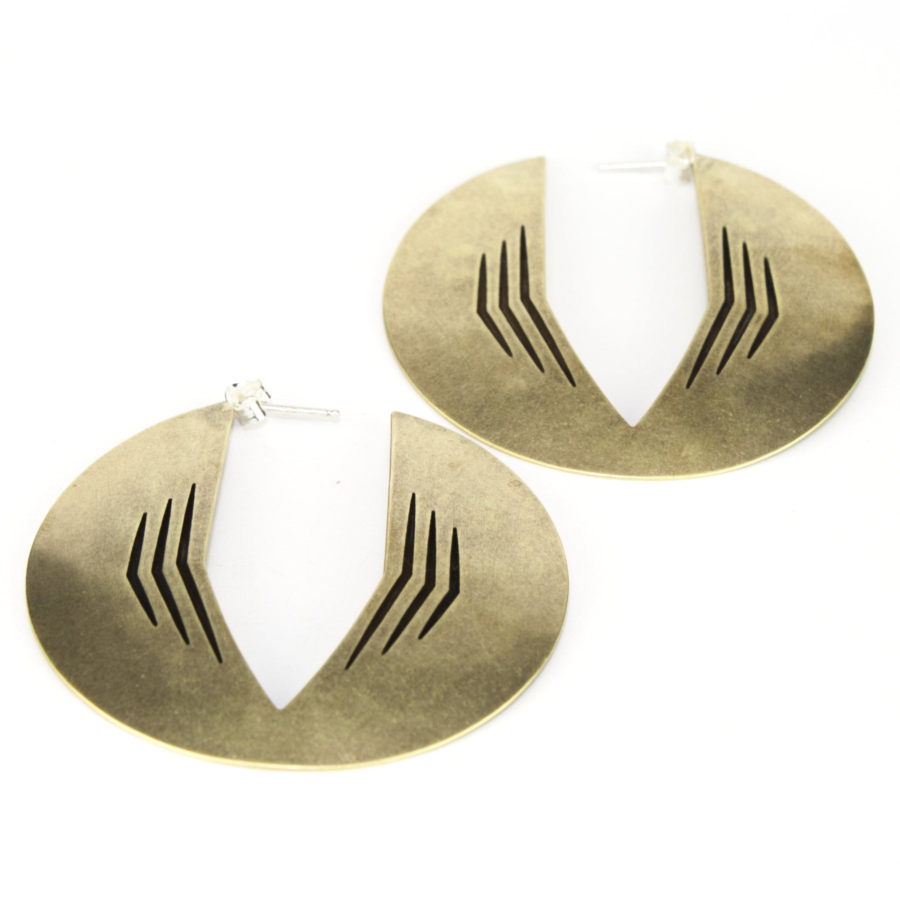 betsy & iya gold and darkened brass Cathedral Park Hoop earrings.