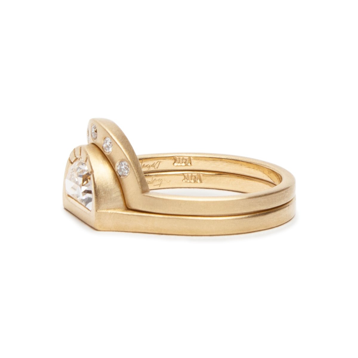 White Diamond Cor Ring stacked with the White Diamond Omnia Ring (Large). Cor ring sold separately.
