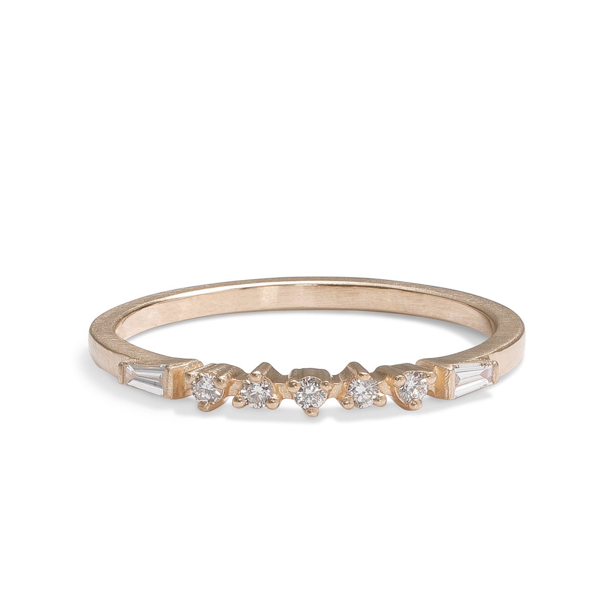 Alma 14K recycled gold stacking ring, with lab-grown diamonds. Designed and handcrafted in Portland, Oregon.