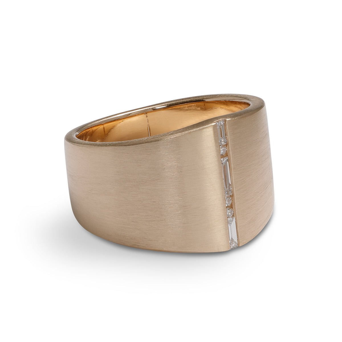 Decus 14K gold band, with lab-grown diamond accents. Designed in Portland, Oregon.