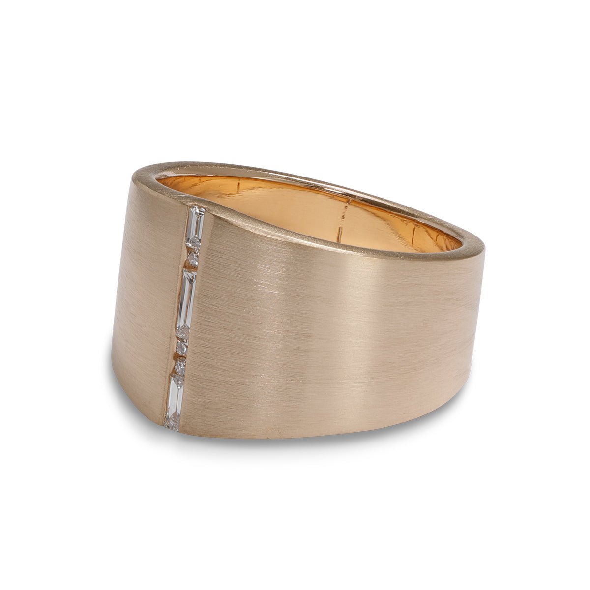 Decus 14K gold band, with lab-grown diamond accents. Designed in Portland, Oregon.