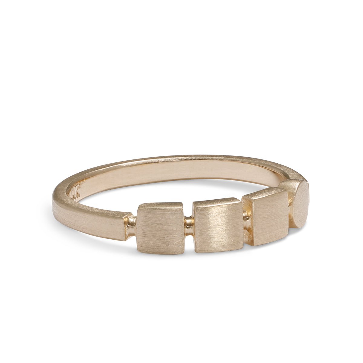 Square and circle motif Figura ring. Made with 14K recycled gold in Portland, Oregon.