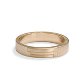 Wide band Vitae ring. Features modern geometric stepped design in recycled 14K gold. Designed and crafted in Portland, Oregon.