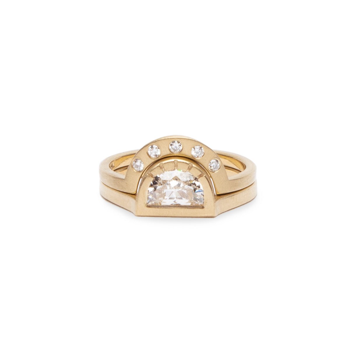 White Diamond Cor Ring stacked with the White Diamond Omnia Ring (Large). Omnia ring sold separately.