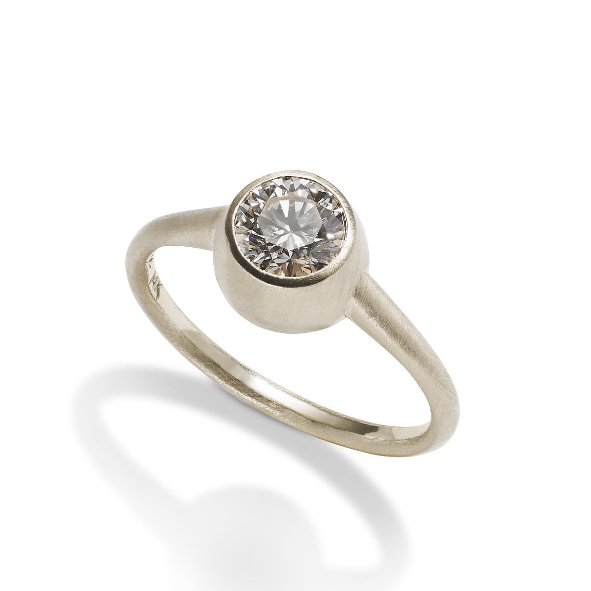 Modern statement Salire ring from Betsy & Iya. Features a round brilliant-cut lab-grown diamond (0.7 ct) and 14K white gold. Designed and handcrafted in our Portland, Oregon studio.
