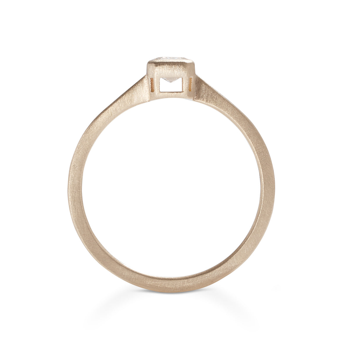 Emerald cut lab-grown diamond Honos ring (0.5 carat). Set in 14K recycled gold and made in Portland, Oregon.
