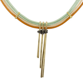 betsy & iya Sunset Under the Arches necklace muted rainbow leather