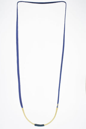 betsy & iya Spring in the Park necklace with blue leather