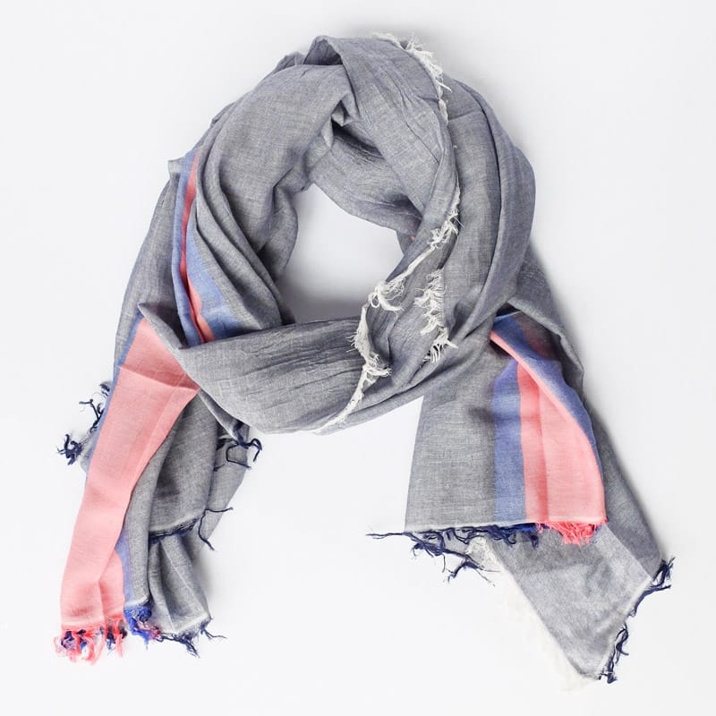 Bloom & Give Tres Cotton Scarf Blue handcrafted in India