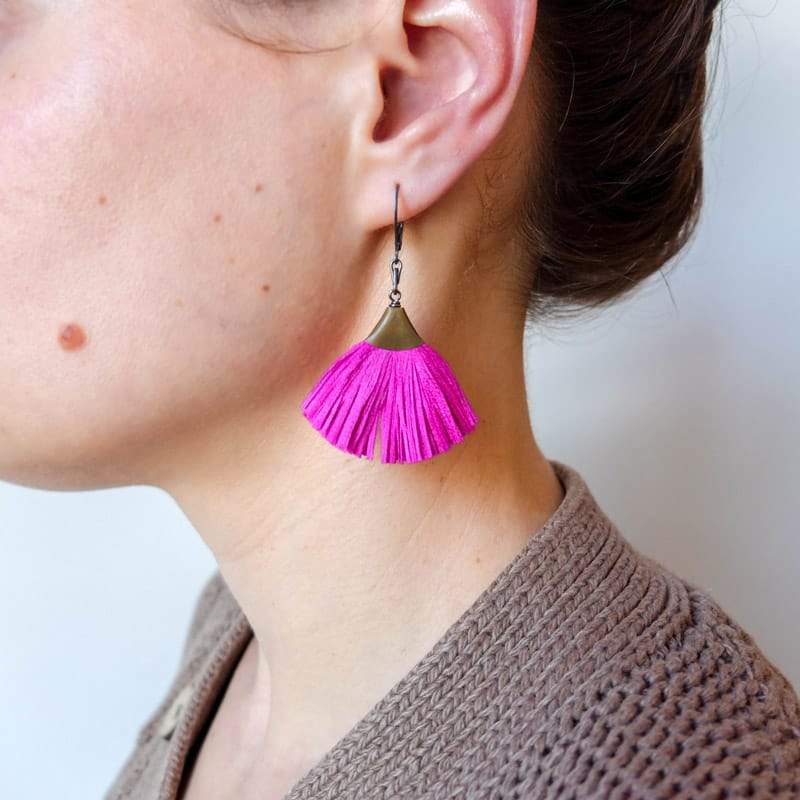 Boet Jewelry Plume Earrings Fuchsia