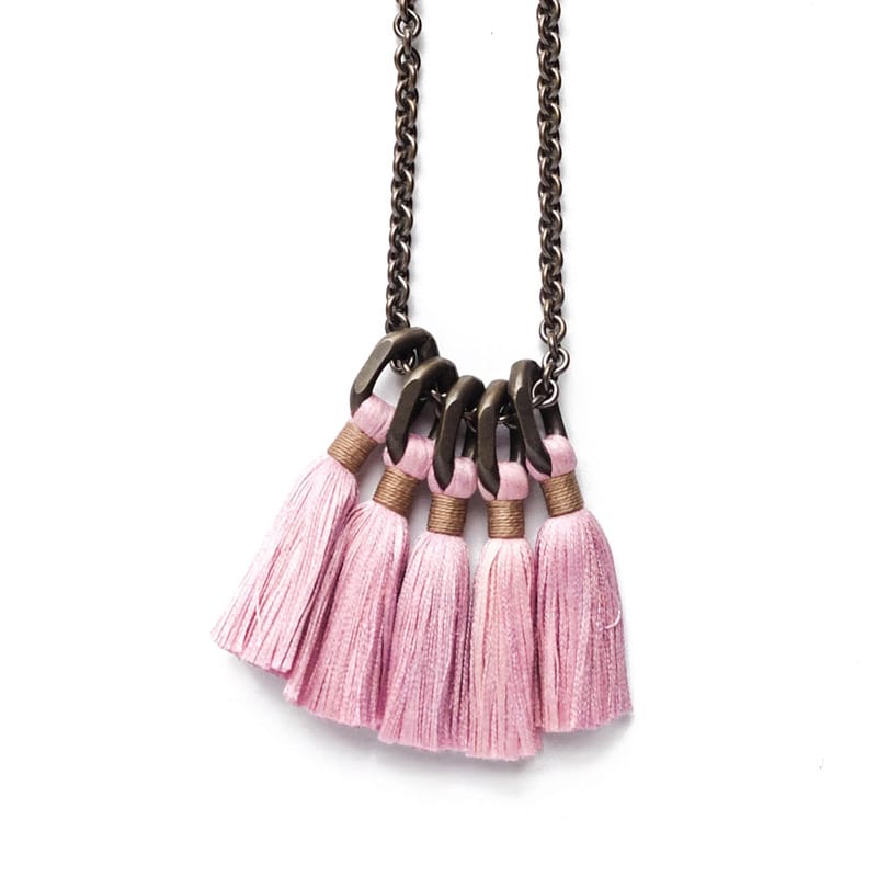 Boet Jewelry Silk Tassel Necklace in Blush