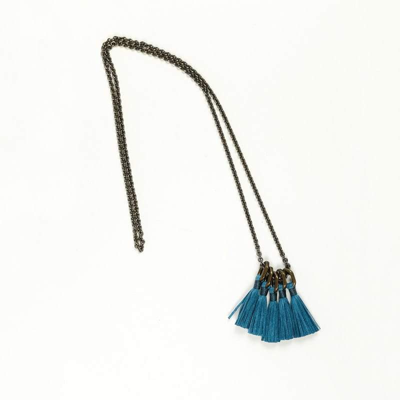Boet Jewelry Silk Tassel Necklace in Ocean