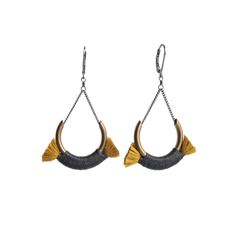 Boet Jewelry Small Crest Earrings Grey/Gold