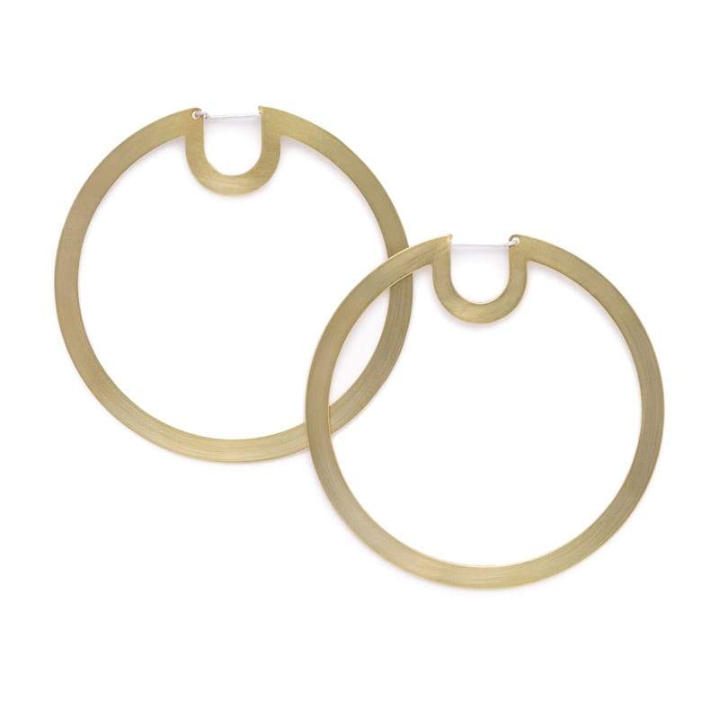 Bombona Large Hoop Earrings in Brass front view