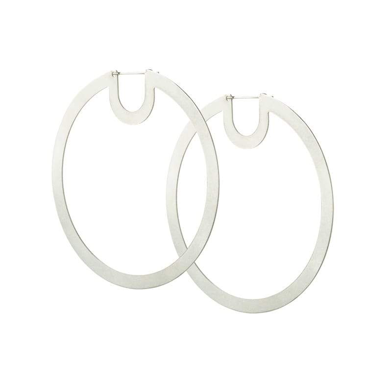 Bombona Large Hoop Earrings in Silver side view