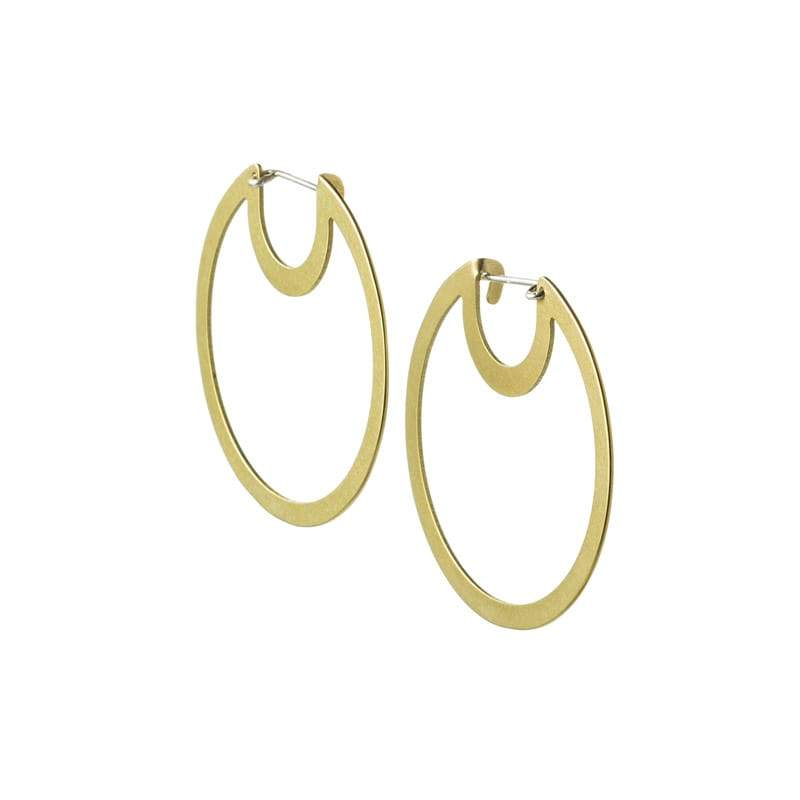 Bombona Small Hoop Earrings in brass side view