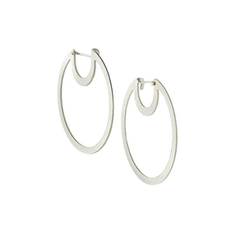 Bombona Small Hoop Earrings in Silver side view