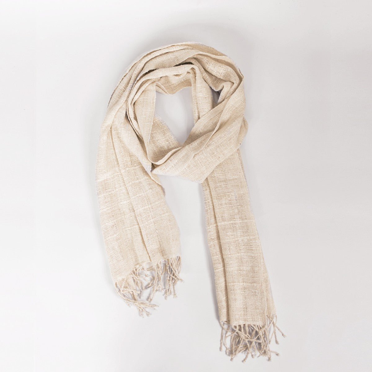 Eri Silk Scarf in Cream. 100% Ethiopian Eri silk. Measures 72"x16".