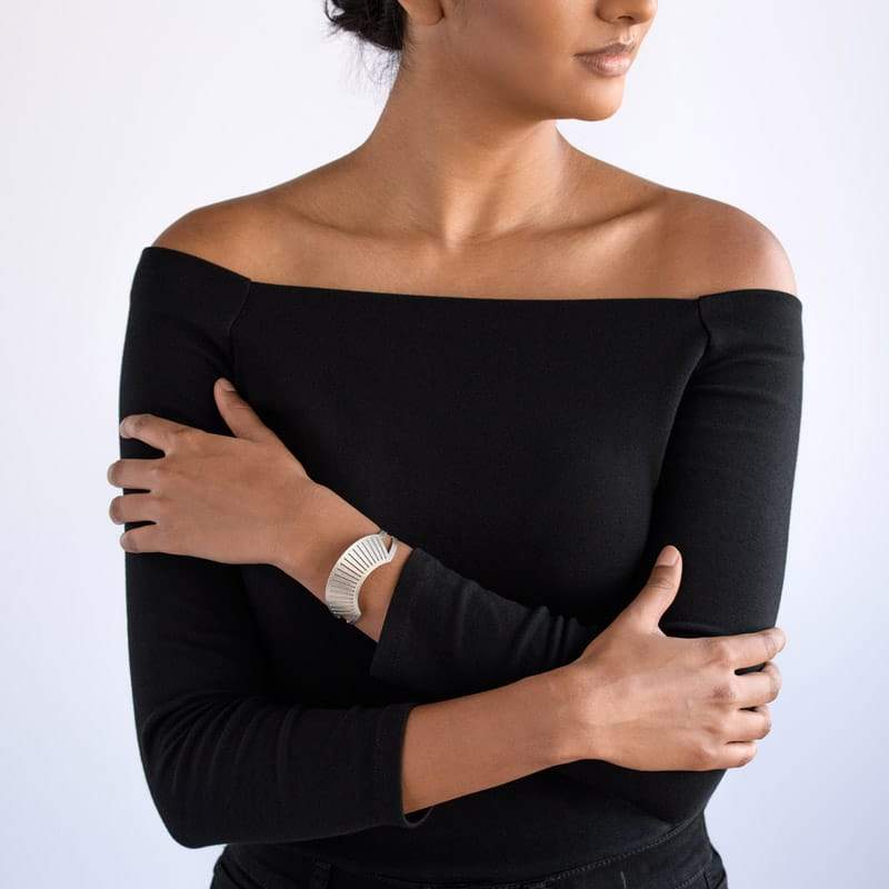 Canto Cuff adjustable Bracelet sterling silver on model