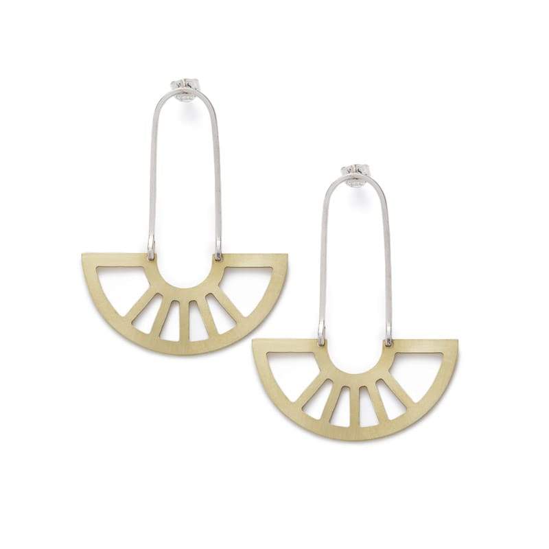 coro pendant earrings in brass front