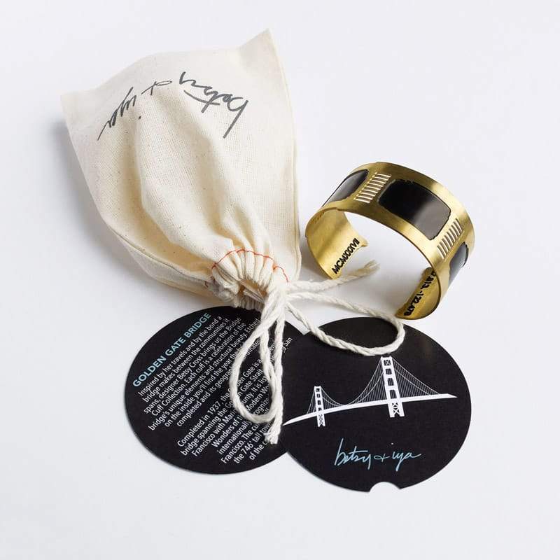 betsy & iya Golden Gate Bridge cuff bracelet inspired by San Francisco's bridge